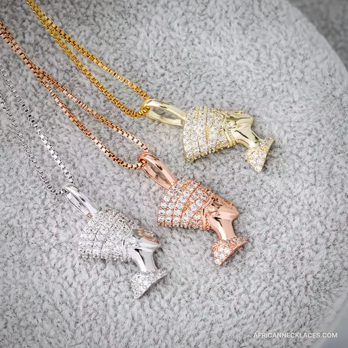 Iced Queen Nefertiti Pendant on Snake Chain, 925 Silver – view 3