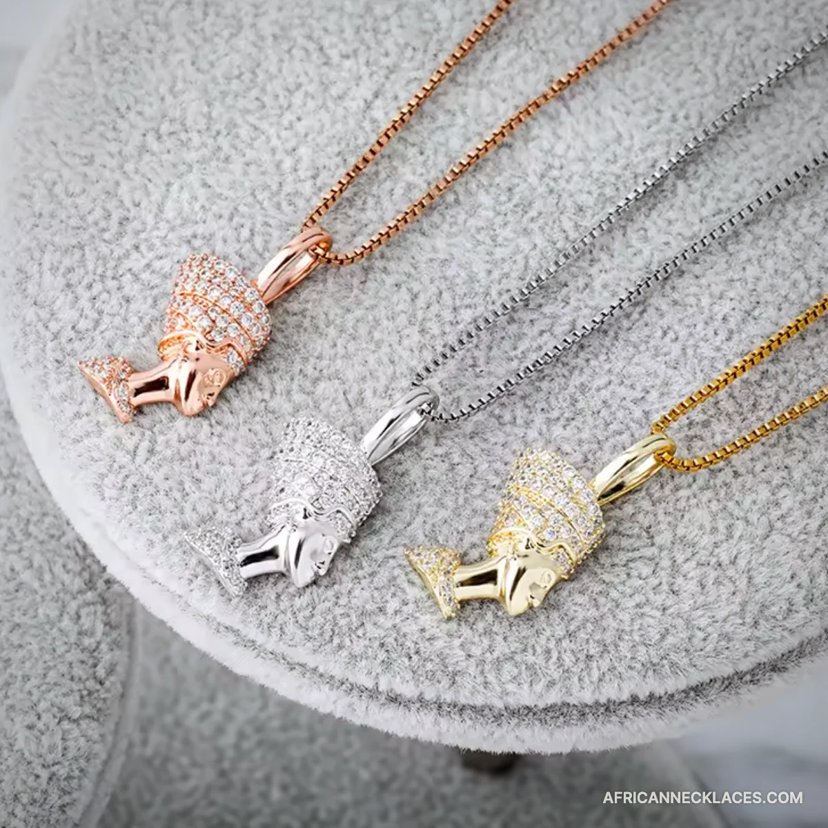 Iced Queen Nefertiti Pendant on Snake Chain, 925 Silver – view 5